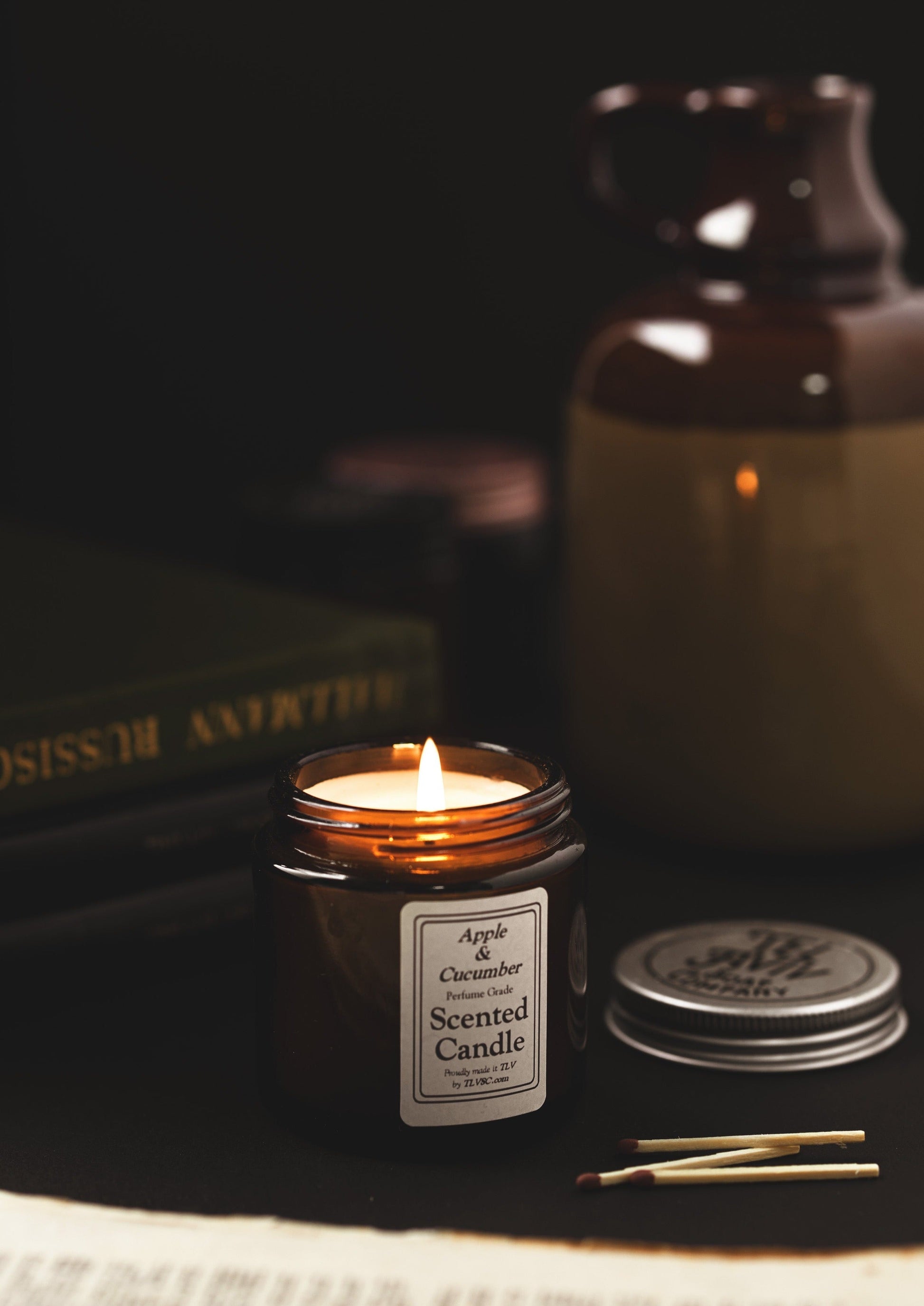 100 ml brown glass TLVSC scented candle with lid